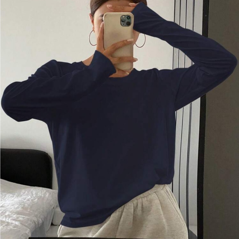 Navy Long Sleeve Top